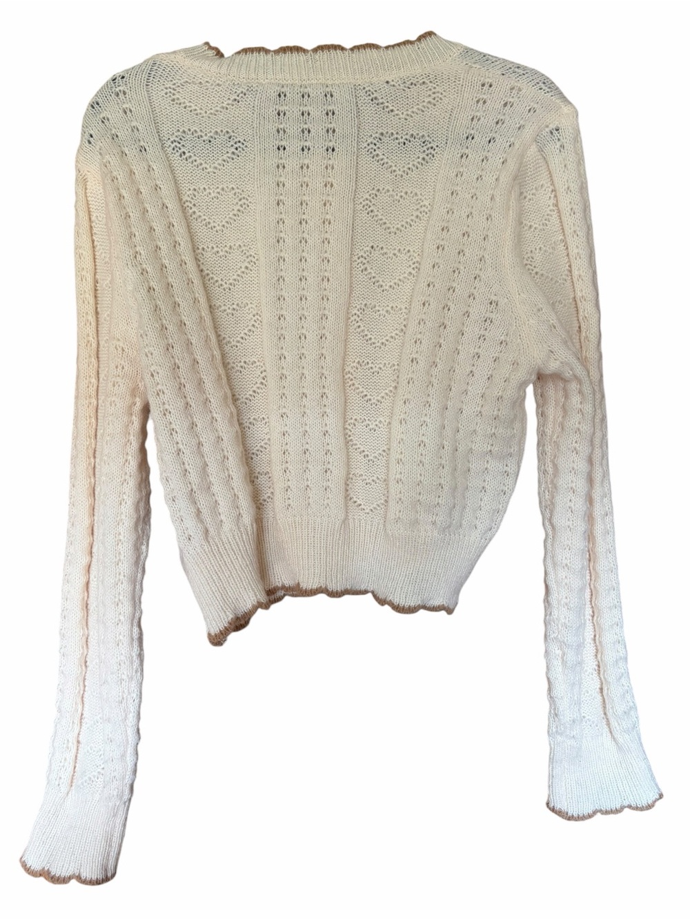 Cream Cottagecore Scallop-Trim Knit Cardigan - Picture 7 of 7